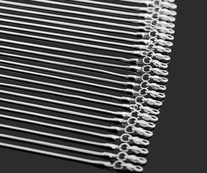 Cmidy Snake Chains Necklace 24pcs 925 Silver Plated 1.2mm DIY Charms Link with Lobster Clasps for Jewelry Making (16 inch) - Image 3
